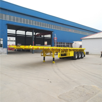 Желтый 3-осевой плоский полуприцеп 40FT 48FT с боковым лучом 16mm Channel Steel
