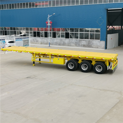 Желтый 3-осевой плоский полуприцеп 40FT 48FT с боковым лучом 16mm Channel Steel