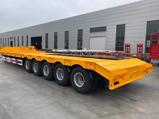 40-100 тонн полезной нагрузки Fuwa Axles Low Bed Trailer Полуприцеп с пандусом Сертификат ISO9001