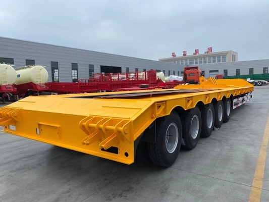 40-100 тонн полезной нагрузки Fuwa Axles Low Bed Trailer Полуприцеп с пандусом Сертификат ISO9001