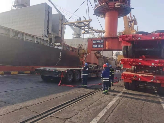 Нагрузка на грузовик 3 оси 50 тонн 60 тонн Контейнерный трактор Нижний прицеп с материалами